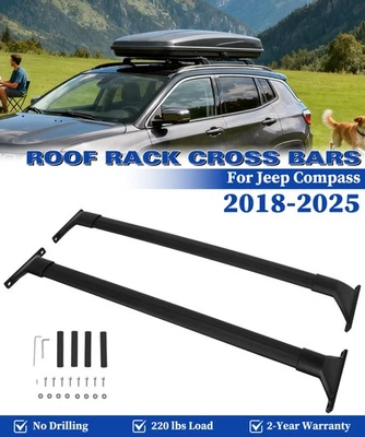 Portaequipajes barras transversales de techo negras 2P para Jeep Compass 2018-2025 Foto 1 de 4