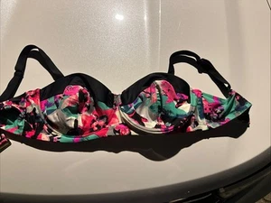 Ava & Viv Pink & Black Floral Underwire Bikini Swim Top 24W EUC - Picture 1 of 15
