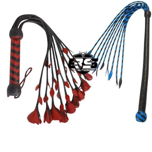 2-Pack Real Cowhide Leather Flogger | Cat-O-Nine Tails Braided Design - Picture 1 of 9