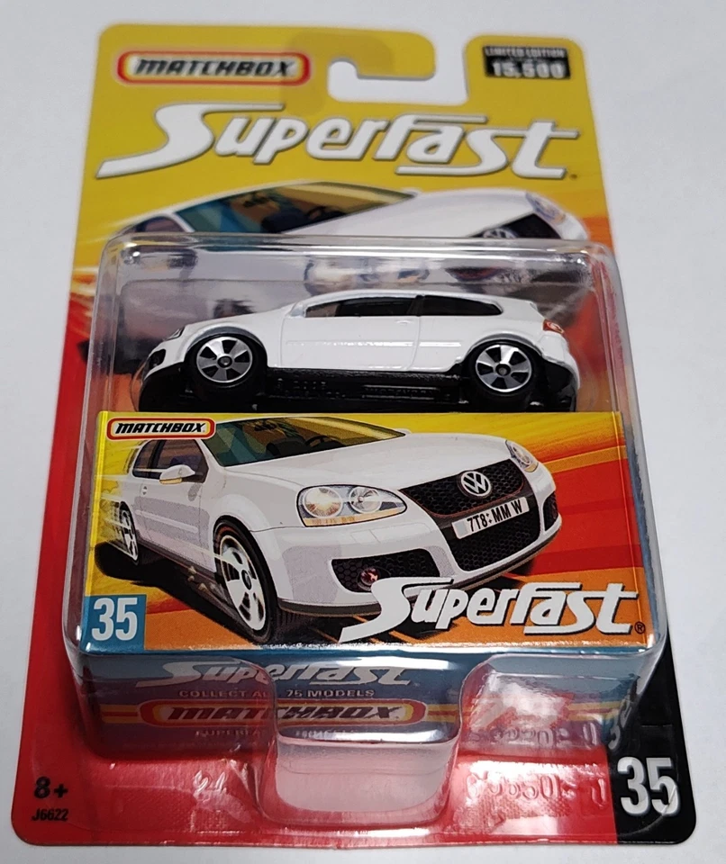 Matchbox Superfast No35 Volkswagen VW белый Golf GTi 1/15500 (2006) новый из старых запасов 🔥H - Изображение 1 из 4