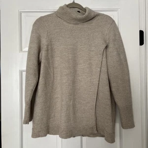 Eileen Fisher Turtleneck Sweater Womens Large Wool Yak Alpaca Preppy Soft Unique - Picture 1 of 7