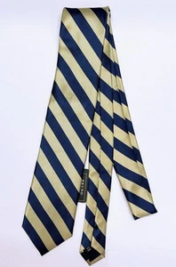 NWT Bruno Piattelli 100% Silk Neck Tie Handmade Blue Gold Striped - Picture 1 of 4