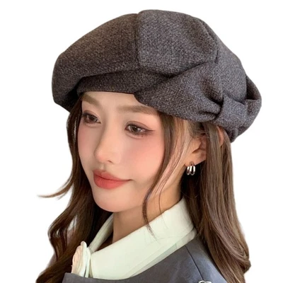 Mujer Clásico Arco Boina Gorra Gorro Retro Cálido Pintor Sombrero Para Otoño Invierno Foto 1 de 4