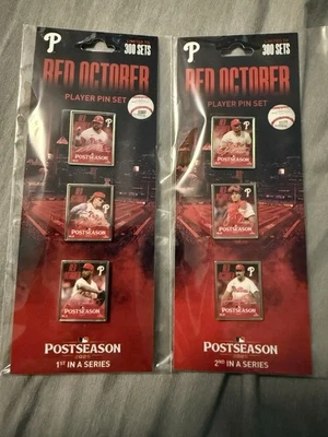 RED OCTOBER 2025 Philadelphia Phillies Pin Set 6 Harper Realmuto Sanchez Bader - Image 1 of 4