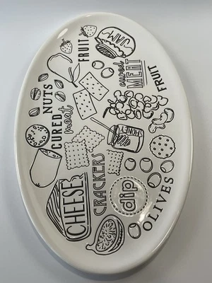 Mud Pie White Ceramic Serving Appetizer Tray Charcuterie Platter  8.5" x 14" - Image 1 of 4