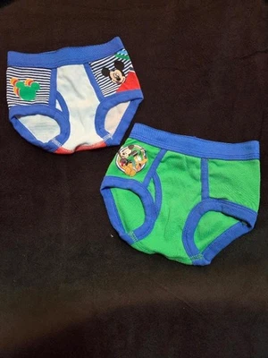 (2) Pr LITTLE BOYS 2T-3T Vtg DISNEY UNDERWEAR / BRIEFS w/PLUTO & MICKEY MOUSE - Image 1 of 2