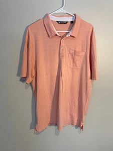 Travis Mathew Polo Orange Striped Mens Sz XL Shirt Pima Cotton Blend - Picture 1 of 10