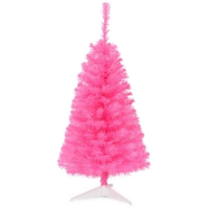 Mini árbol de Navidad artificial premium de 3 pies temporada de vacaciones rosa con soporte de plástico - Imagen 1 de 8