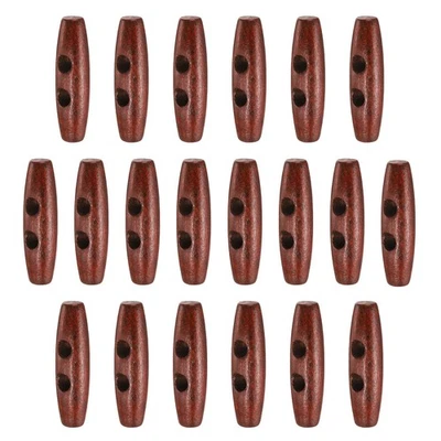 20 botones de palanca de madera 45 mm 2 agujeros madera oliva botón de costura, granate Foto 1 de 4