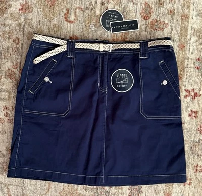 ¡¡¡NUEVO!!! KAREN SCOTT Azul Skort Elástico Algodón Bolsillos con Cinturón 14 PETITE 14P NUEVO CON ETIQUETAS Foto 1 de 4