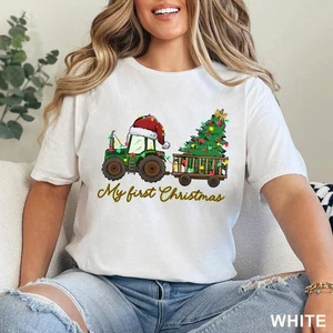 My First Christmas Shirt, Baby Tractor Xmas Shirt, Cute 1st Christmas, 203712 - Picture 1 of 24