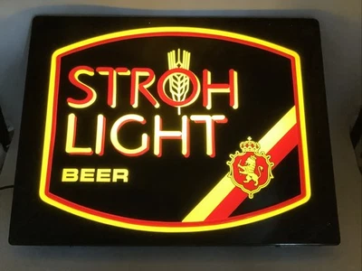 Vintage STROH LIGHT BEER Lighted Sign Stroh's Brewing Co. Imitates a Neon Sign - Image 1 of 4