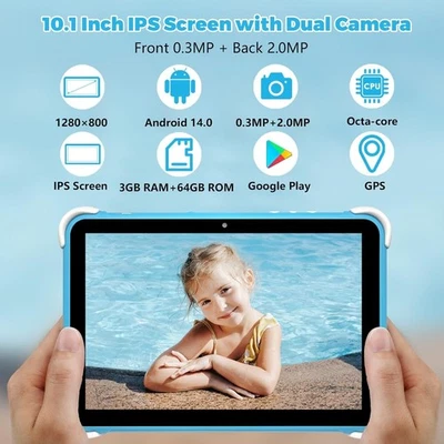 Kids Tablet 10 Inch for Kids Android 14,3GB+64GB,8-Core CPU,2.4/5G WiFi - Image 1 of 4