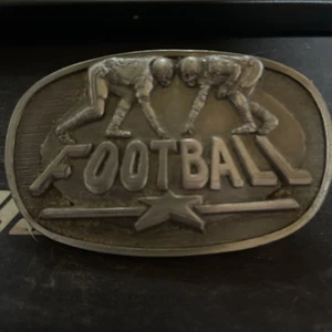 Vintage 1990 “FOOTBALL” Pewter Belt Buckle - Picture 1 of 13