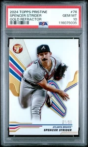 2024 Topps Pristine - Spencer Strider #76 rifrattore oro /50 PSA 10 - Foto 1 di 2