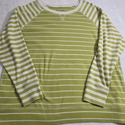 Eddie Bauer 女式 Raglan 运动衫绿色条纹大码 2XL 码 — 第 1/4 张图片