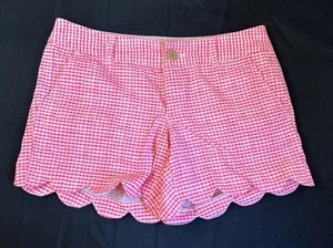 Lilly Pulitzer Shorts The Buttercup Size 4 Pink/White Checkered Scallop Cotton - Picture 1 of 12