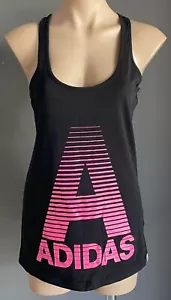 ADIDAS Climalite Tank Top Black Cotton Pink Logo Fitted Active Sports Gym S 10 - Bild 1 von 7