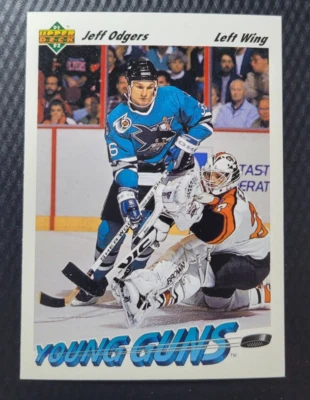 1991-92 Upper Deck JEFF ODGERS San Jose Sharks NHL ROOKIE YOUNG GUNS Card #597 - Image 1 of 2