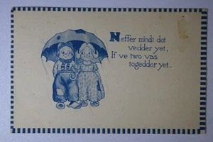 Postal divertida 583 1915 cómica holandesa niño y niña bajo paraguas - Imagen 1 de 2