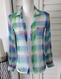 Abercrombie girls lightweight semi-sheer button down roll tab sleeve XL - Picture 1 of 9