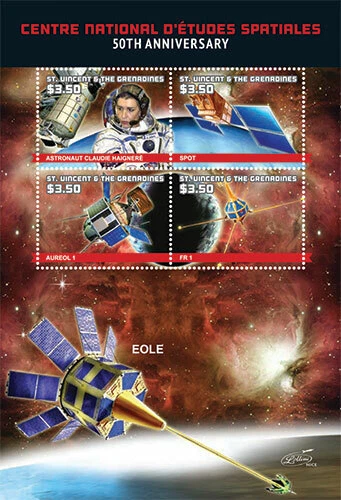 San Vicente 2012 - SC# 3827 Espacio 50 Aniversario, Satélite - Hoja de 4 - MNH Foto 1 de 1