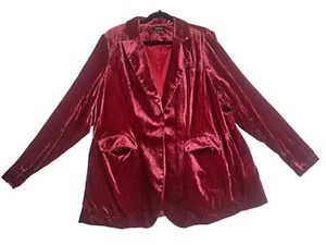 Torrid Red Velvet Smoking Jacket Blazer Size 0 | Classic 50s Holiday Glam - Picture 1 of 12