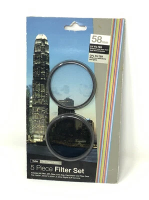 Vivitar 5 Piece Filter Set 58mm UV & CPL Filter, Lens Cap, Cap Keeper & Case - Image 1 of 2