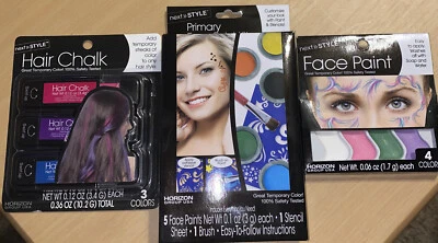 Kit de pintura facial y tiza para cabello multicolor Next Style lote divertido NUEVO Foto 1 de 4