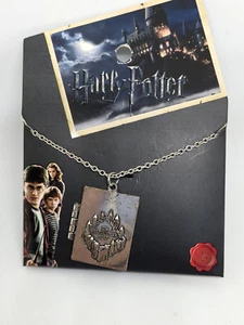 NWT Harry Potter Marauders Map Locket Necklace Silver 30" Necklace - Picture 1 of 10