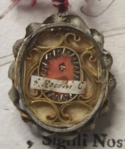 relic reliquary reliquia reliquiario relicario S.ROCCO CONFESSORE + DOC 1811 - Imagen 1 de 6
