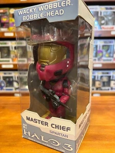 Funko Halo 3 Master Chief Spartan Wacky Wobbler Bobble Crimson EXPERT PACKAGING - Picture 1 of 8