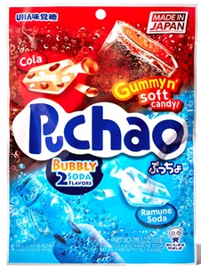 UHA Mikakuto Japan Puchao Chewy Candy: Ramune & Cola 3.53oz - Packs of Six (6) - Picture 1 of 4