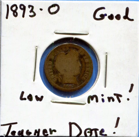 W@W 1893-o  Barber Dime,( Tough Date !!!! ) Good !!!!!!!!!! Cover