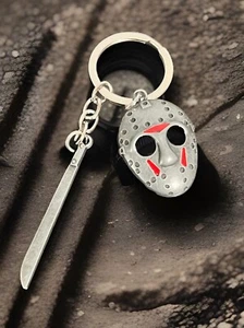Jason Voorhees Friday the 13th Metal Mask & Machete Keychain NEW Horror Slasher - Picture 1 of 4