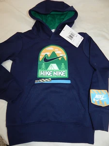 BNWT Nike Boys 4/4T NIKE HIKE Midnight Navy Hooded Sweatshirt New - Picture 1 of 7