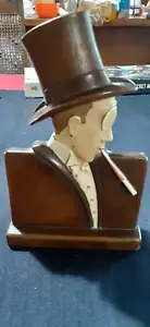 1930er ART-DECO SYROCO HOLZ Zylinder Hut & Schwänze Bon Vivant Pinselhalter - Bild 1 von 16