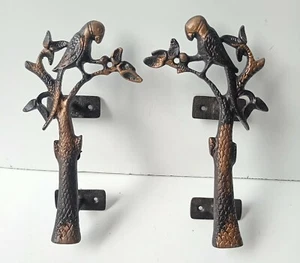 Set of 2 handles parrot sitting on tree vintage designer door handle home decor - Picture 1 of 5