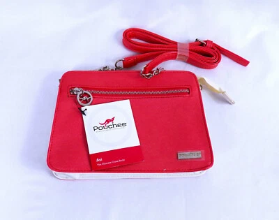 Pouche Avi Vegan Leather CrossBody/Organizer Purse w/detachable strap RED - Image 1 of 4