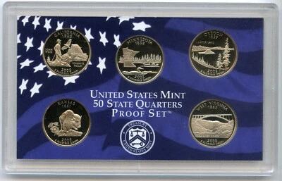 2005 United States State Quarters Proof Set 5 Coins US Mint San Francisco - Image 1 of 3