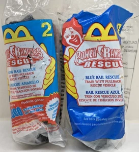 2000 McDonald's Power Rangers Rescue Toys Mixed Lot - Blue Rail & Yellow Rail - Picture 1 of 6