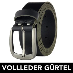 Gürtel Leder Schwarz Vollledergürtel 4cm Herren Damen Ledergürtel Büffelleder - Bild 1 von 8