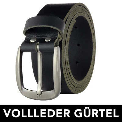 MANZA Gürtel Leder Schwarz Vollledergürtel 4cm Herren Damen Ledergürtel Büffelleder
