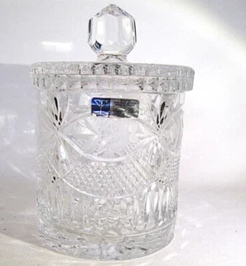 Big Heavy 24% Lead Hand Cut Crystal Jar with Lid 8 in Tall  Weighs over 4lbs. - Picture 1 of 12