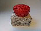 Vintage Chinese Floral Carved Cinnabar Lacquered Trinket Pot