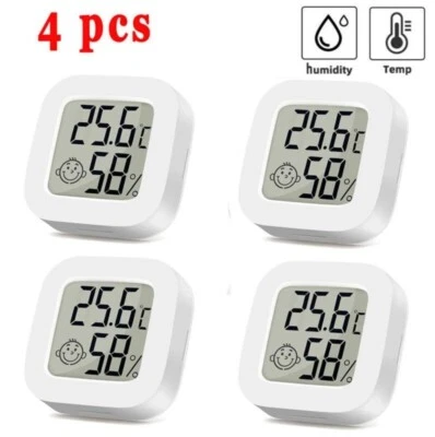 4x Digital Thermo-Hygrometer Thermometer Luftfeuchtigkeit Temperaturmessgerät - Bild 1 von 4