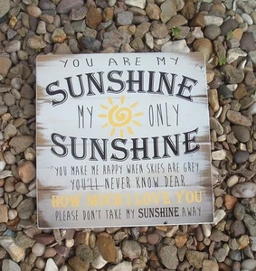 You are my sunshine nursery playroom sign rustic plaque sign 8x8 - Picture 1 of 1