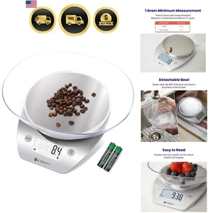 Digital Food Kitchen Scale Grams Ounces Stainless Steel for Cooking Baking - Picture 1 of 11