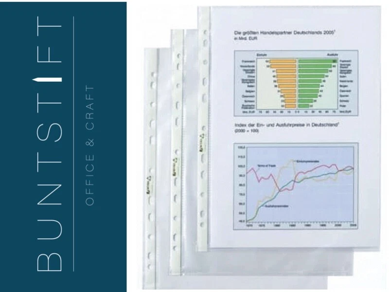 MARKENLOS Prospekthüllen Din A4 Klarsichthüllen (50my u. 80my) Menge u. Ausführung wählbar