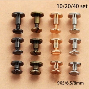 EE. UU. 10/20/40x Tornillo de cinturón plano Cuero Artesanía Chicago Clavo Latón Remache Cabezas de perno - Imagen 1 de 45